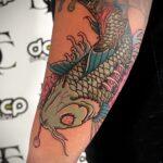 Damian Reign custom coy fish tattoo design