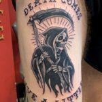 Damian Reign Grimm Reaper Death Comes Live a Little Tattoo custom design